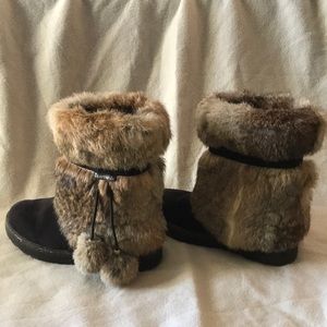Bearpaw Tama II Rabbit Fur Boots Size 8 NWOT